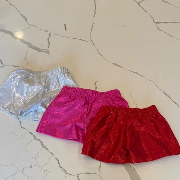 Destira Sparkly gymnastics shorts XXS - Red, Pink, Silver - Picture 2 of 5
